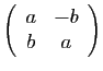 $\displaystyle \left(\begin{array}{cc}
a & -b\\
b & a
\end{array}\right)
$