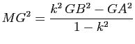 $\displaystyle MG^2=\dfrac{k^2 \, GB^2-GA^2}{1-k^2}$