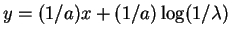 $ y=(1/a)x+(1/a)\log(1/\lambda)$