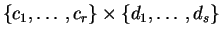 $ \{c_1,\ldots,c_r\}\times\{d_1,\ldots,d_s\}$